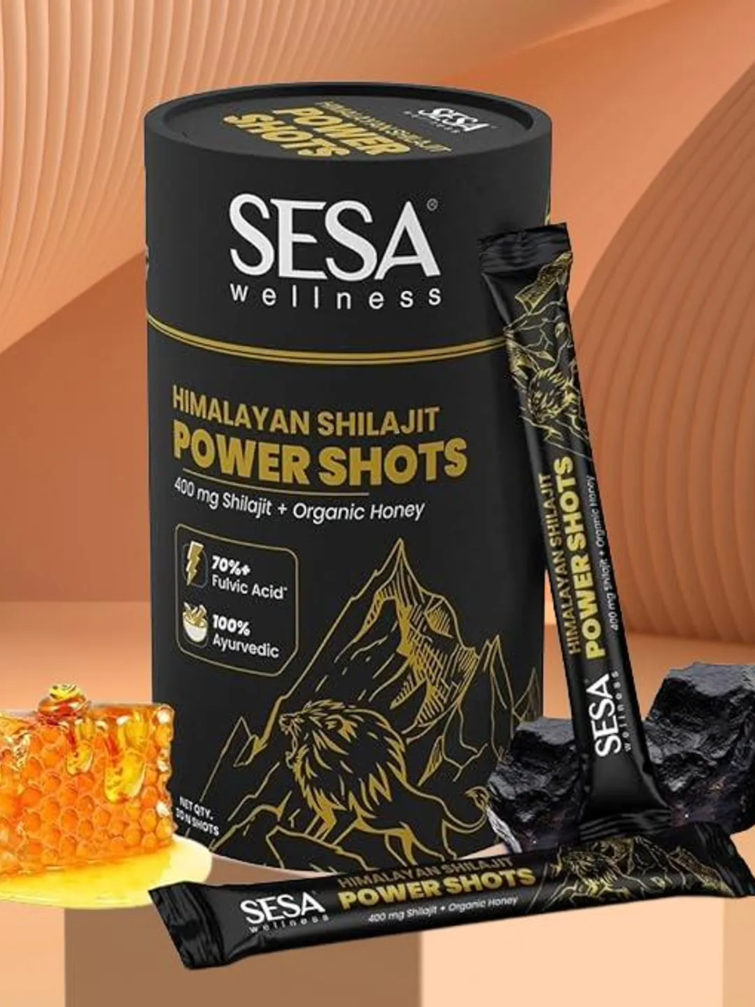 Himalayan Shilajit Power Shots | Organic Honey, 70%+ Fulvic Acid