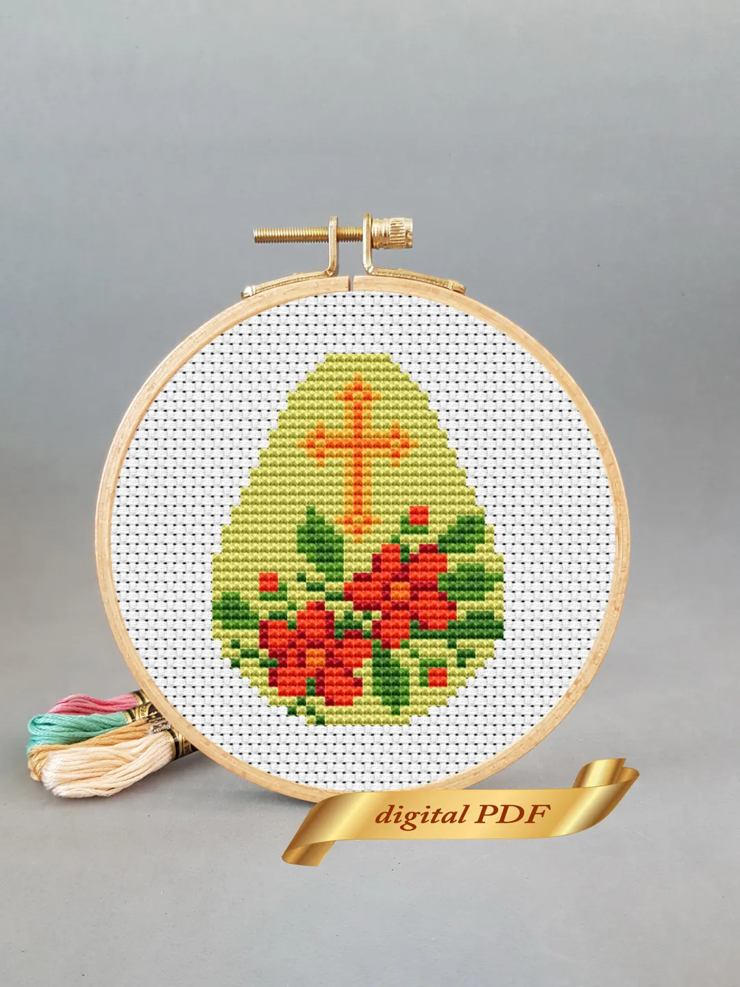 Easter egg pattern pdf cross stitch, Easy embroidery DIY, small pattern egg