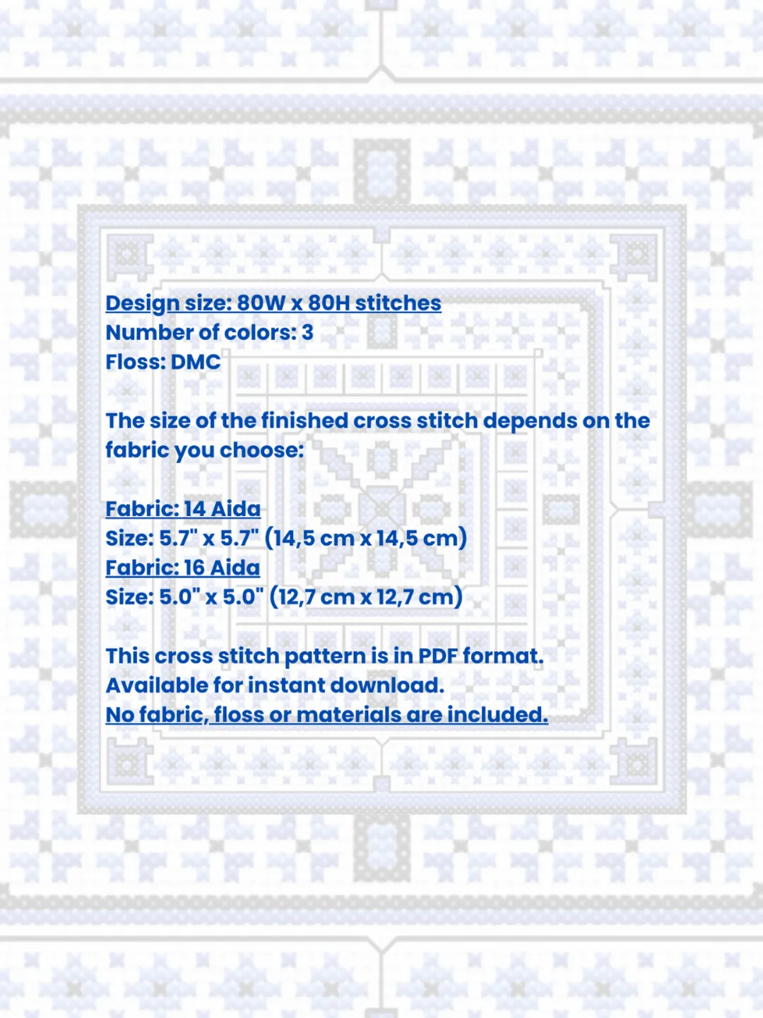 Cross stitch pattern Geometry, easy cross stitch chart PDF