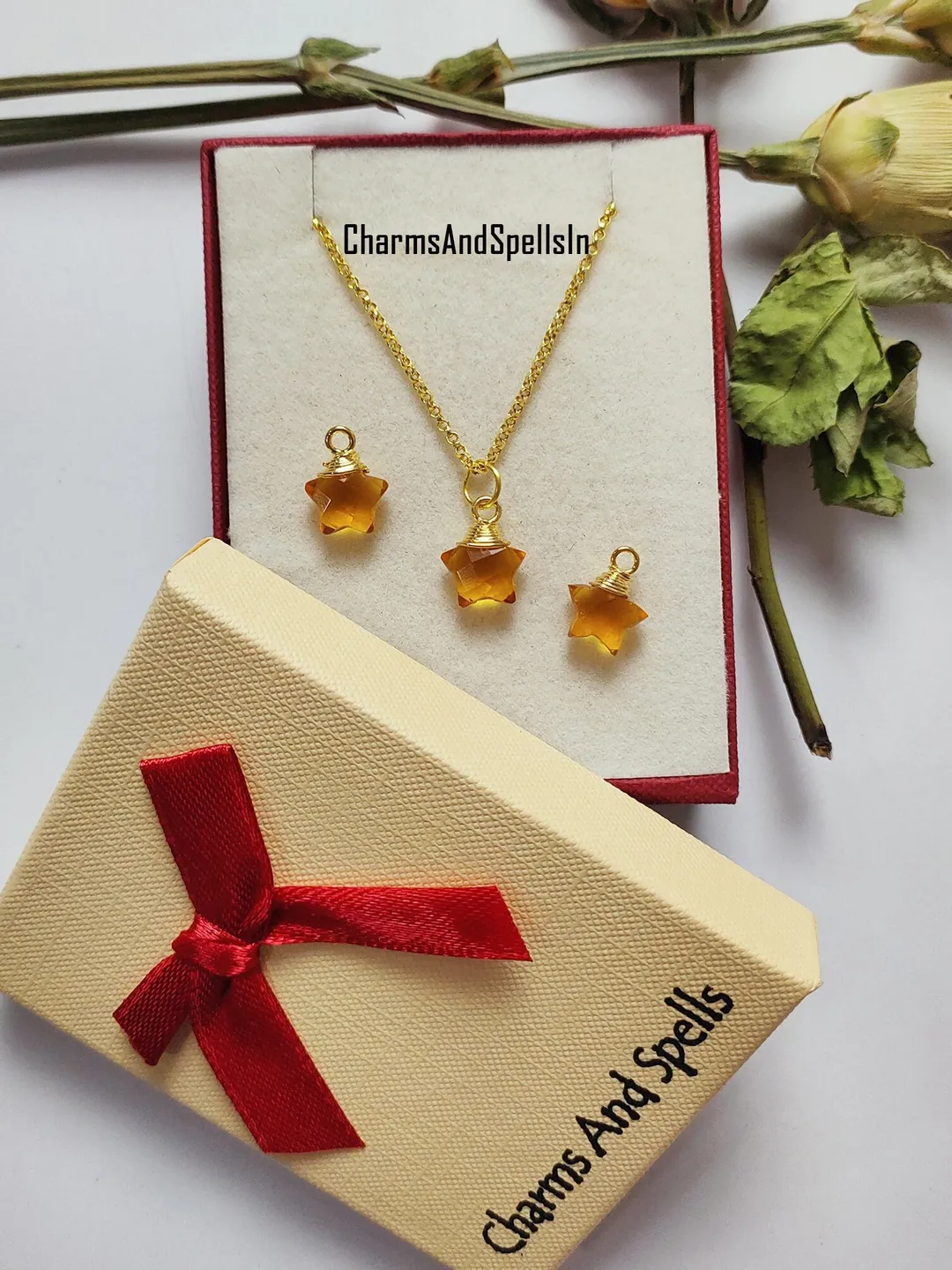 Yellow Citrine Necklace, Wire Wrapped Charm Jewelry, November Birthstone Gift, Bridal Dainty Necklace