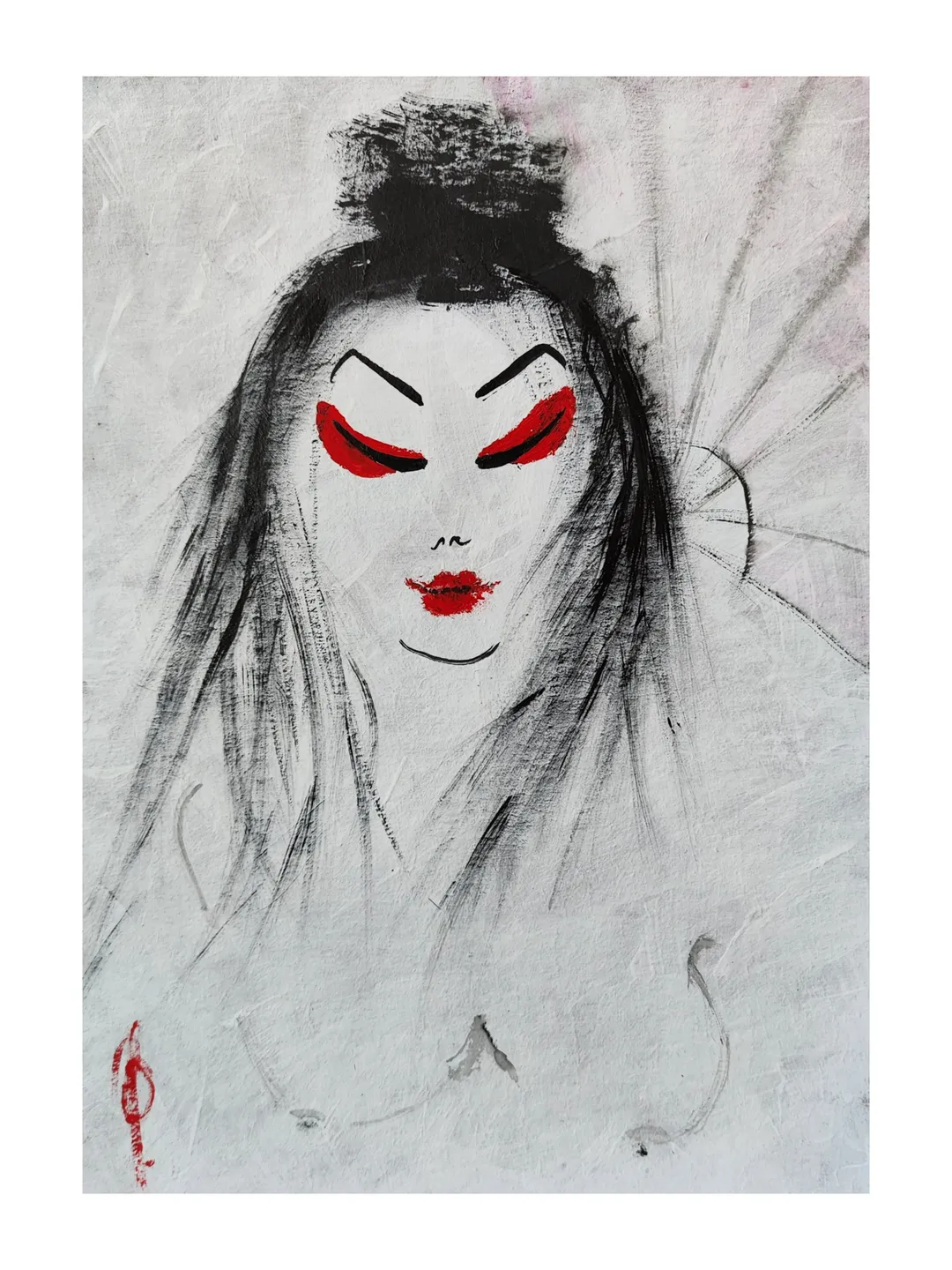 Nude woman painting Original art Wabisabi interior