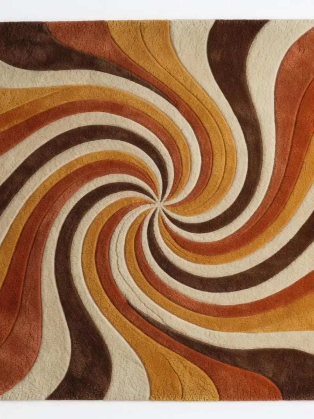 Hand Tufted Wool Swirl Rug, Mid Century Modern Abstract Geometric, Rust ...