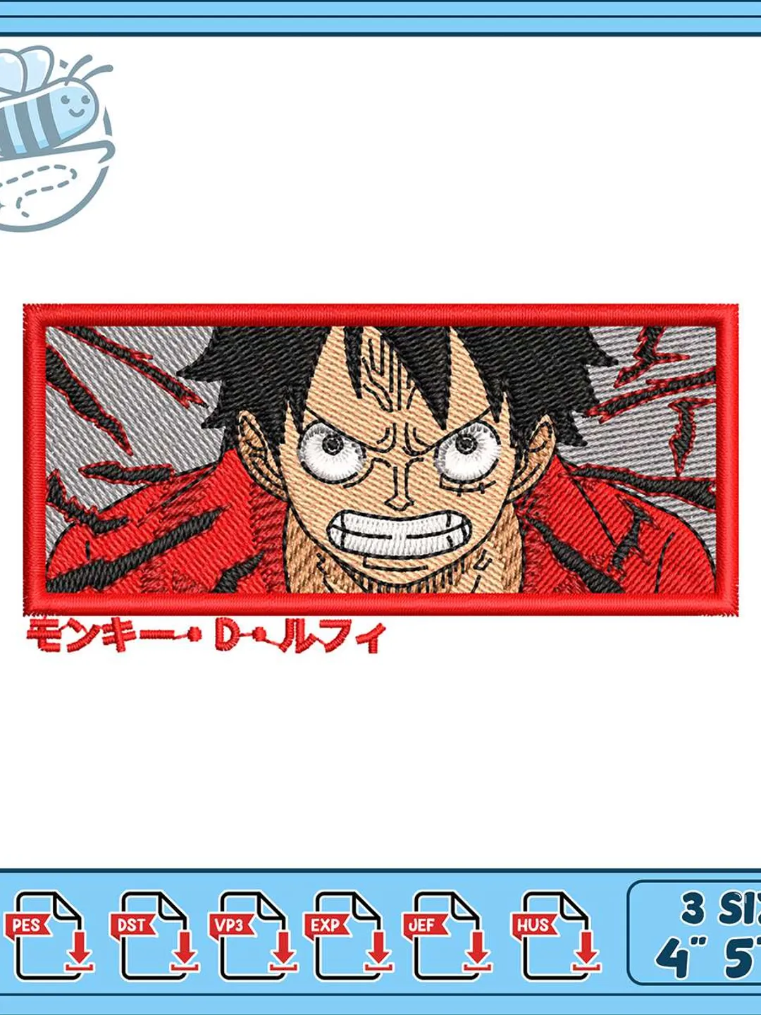 Luffy Angry Face Embroidery Design, One Piece Anime Patch Machine