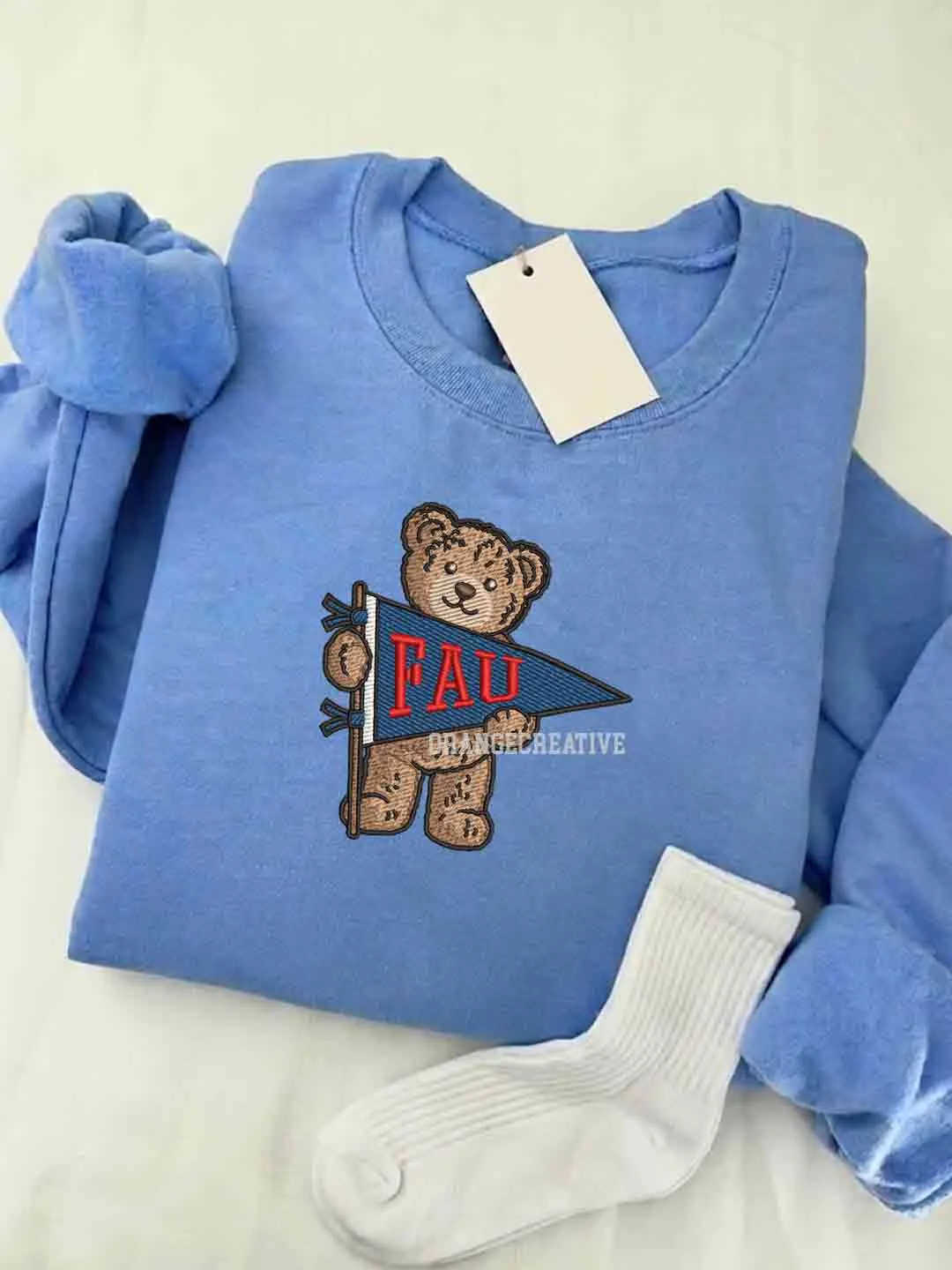 Florida Atlantic Owls Embroidered Sweatshirt, College Embroidered Crewneck, NCAA FAU Owls Team Embroidered Shirt, Teddy Bear Sweatshirt, Gift for Collegue