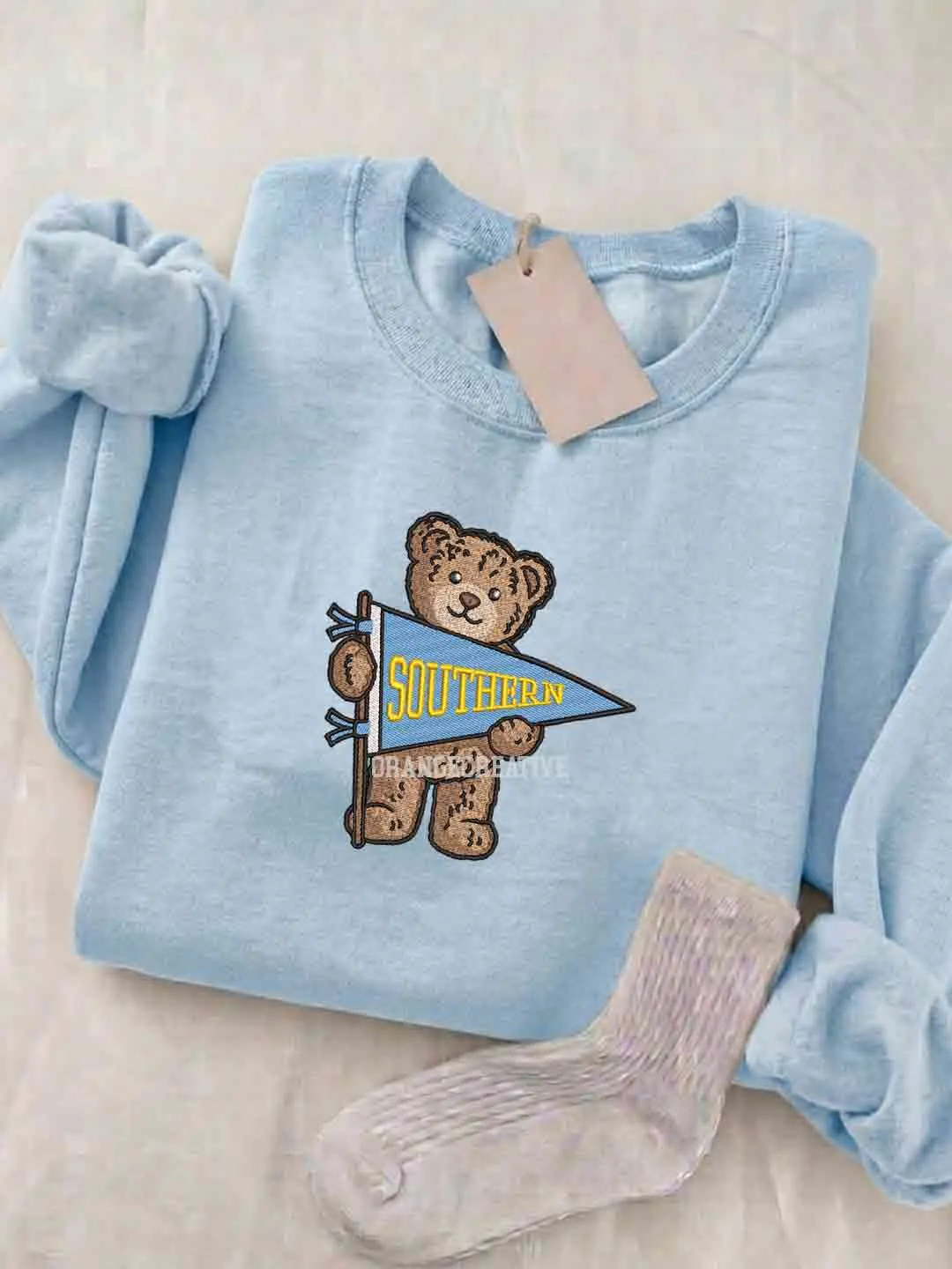 Southern Jaguars Embroidered Sweatshirt, College Embroidered Crewneck, NCAA Southern Team Embroidered Shirt, Teddy Bear Sweatshirt, Gift for Collegue