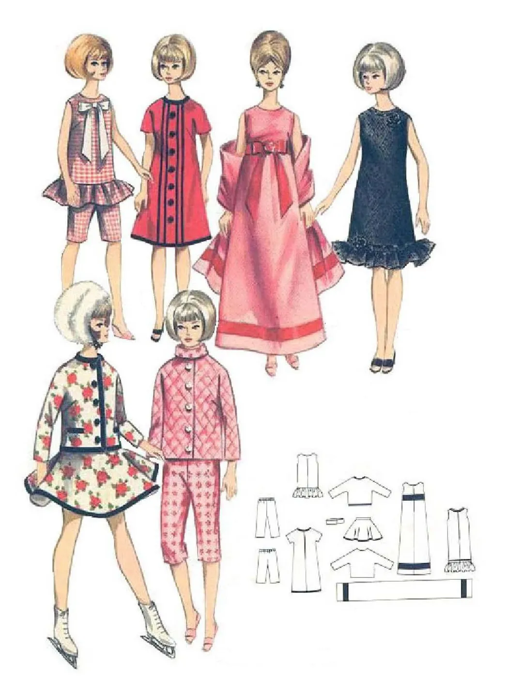 Copy Butterick 3761 Vintage Barbie Sewing Pattern Wardrobe Clothes for ...