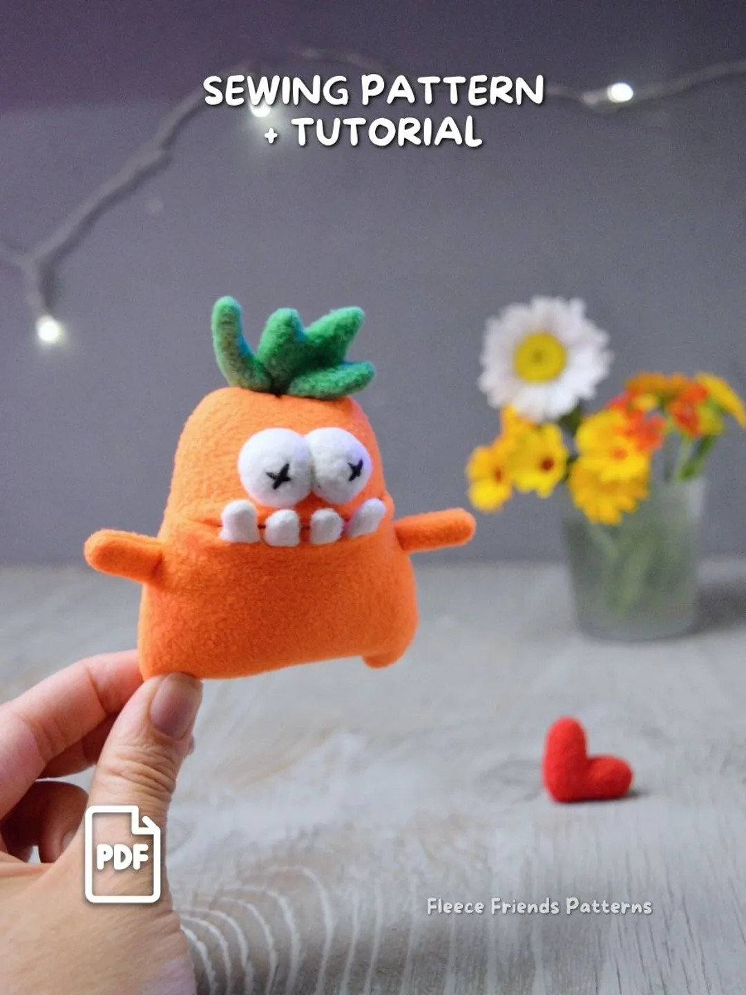 Mini Pumpkin Monster Sewing Pattern PDF, Tiny Plush with Secret Mouth Pocket, Beginner Toy Tutorial