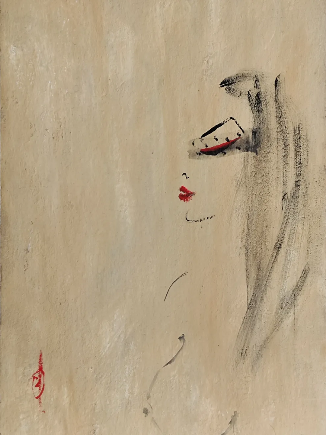 Naked woman painting Original art Wabisabi interior