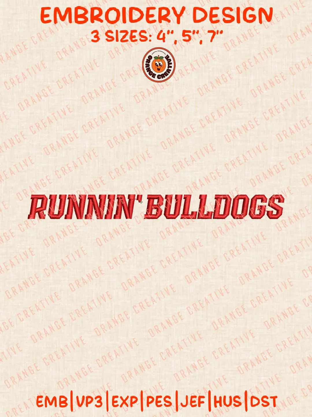 Rnning Bulldogs Embroidery Design, NCAA Gardner Webb Bulldogs Team Logo Embroidery Design, Machine Embroidery Design File, 4 Sizes, Digital Download