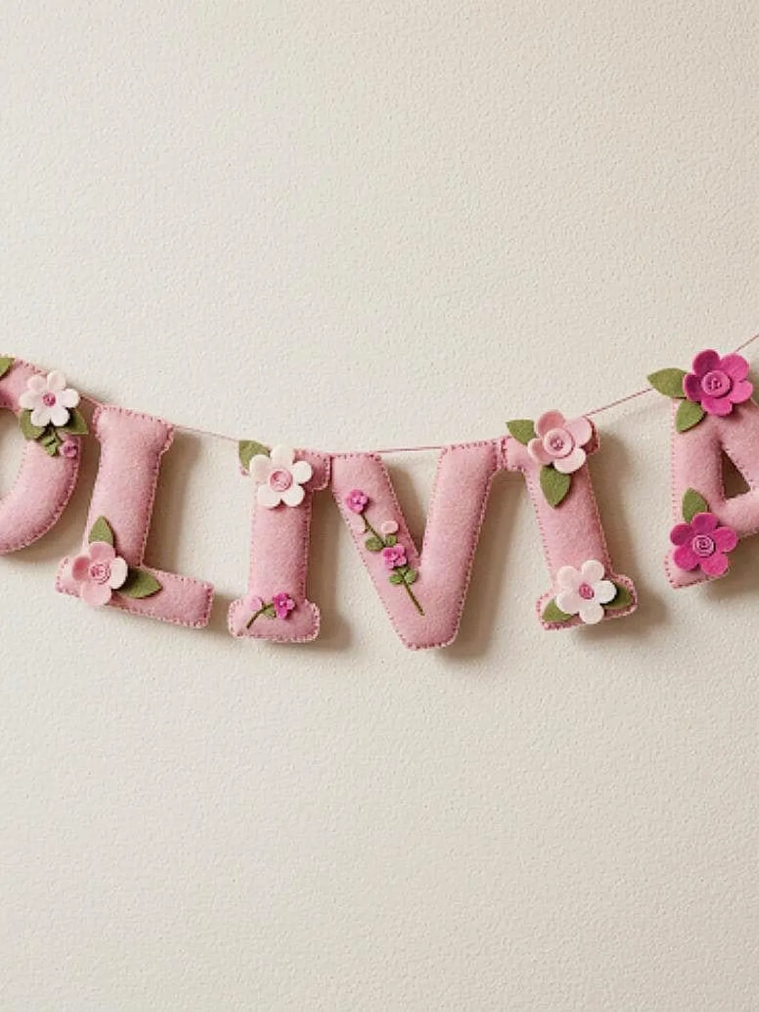 Custom Name Garland , Flowers Custom Name Decor, Felt Name, Felt
