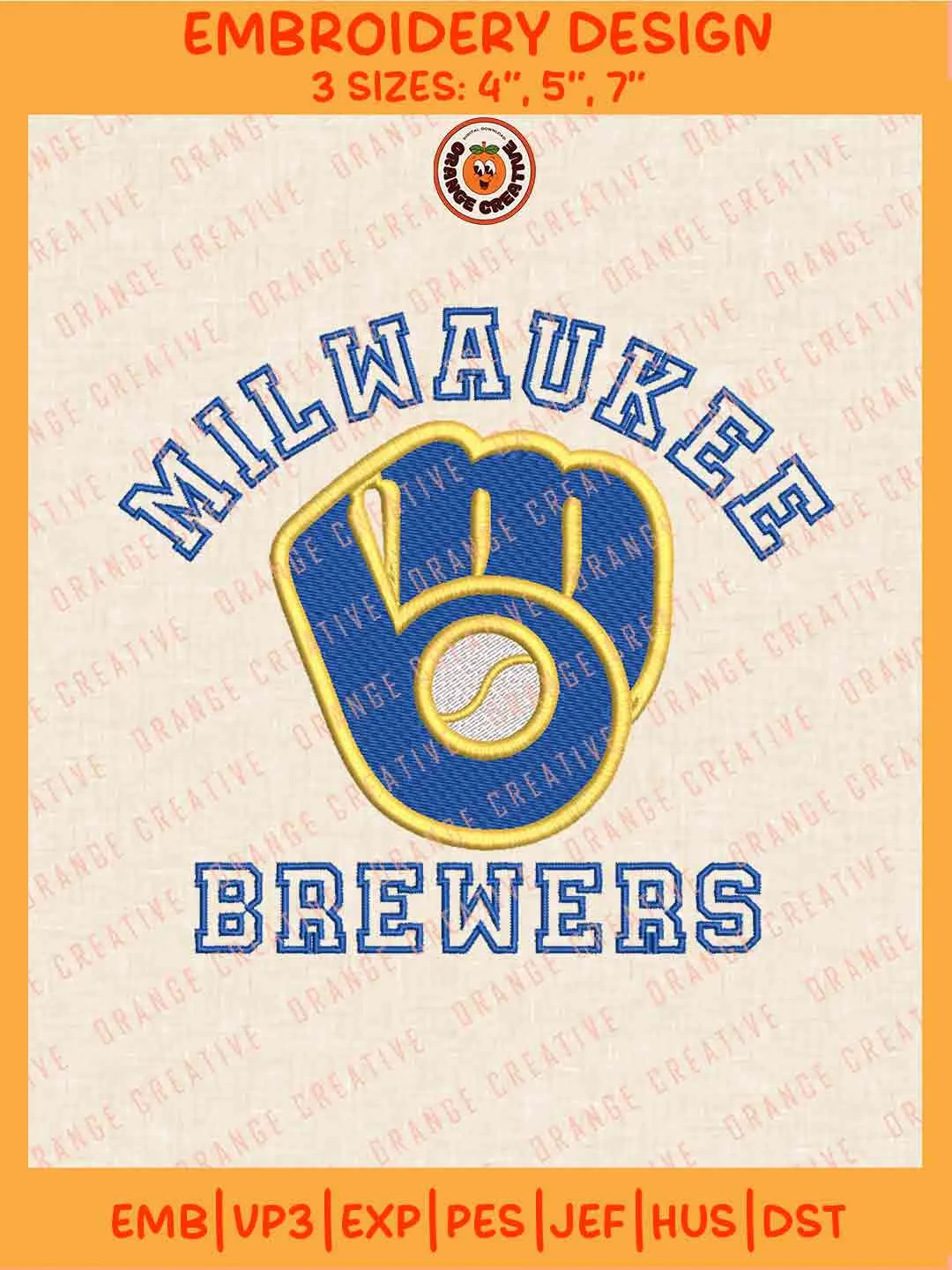 MLB Milwaukee Brewers Team Name Logo Embroidery Files, MLB Brewers Team Embroidery Designs, Baseball Team Team Machine Embroidery Files, MLB Machine Embroidery, Digital Download