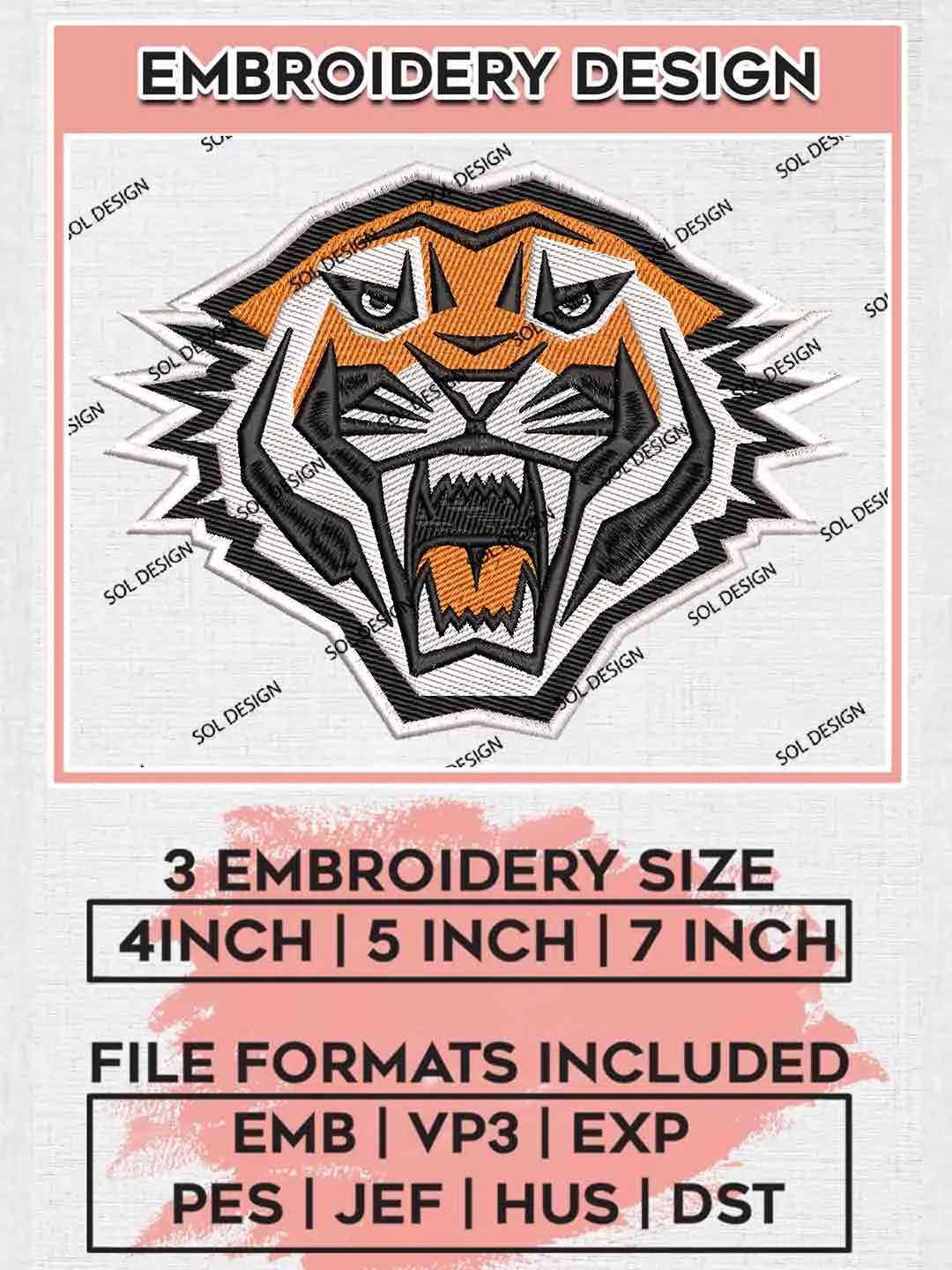 NRL Wests Tigers Mascot Embroidery Design, National Rugby League Embroidery Design, Wests Tigers Logo Embroidery Design, NRL Machine Embroidery Digitized Pes File, 3 Sizes, Instant Download