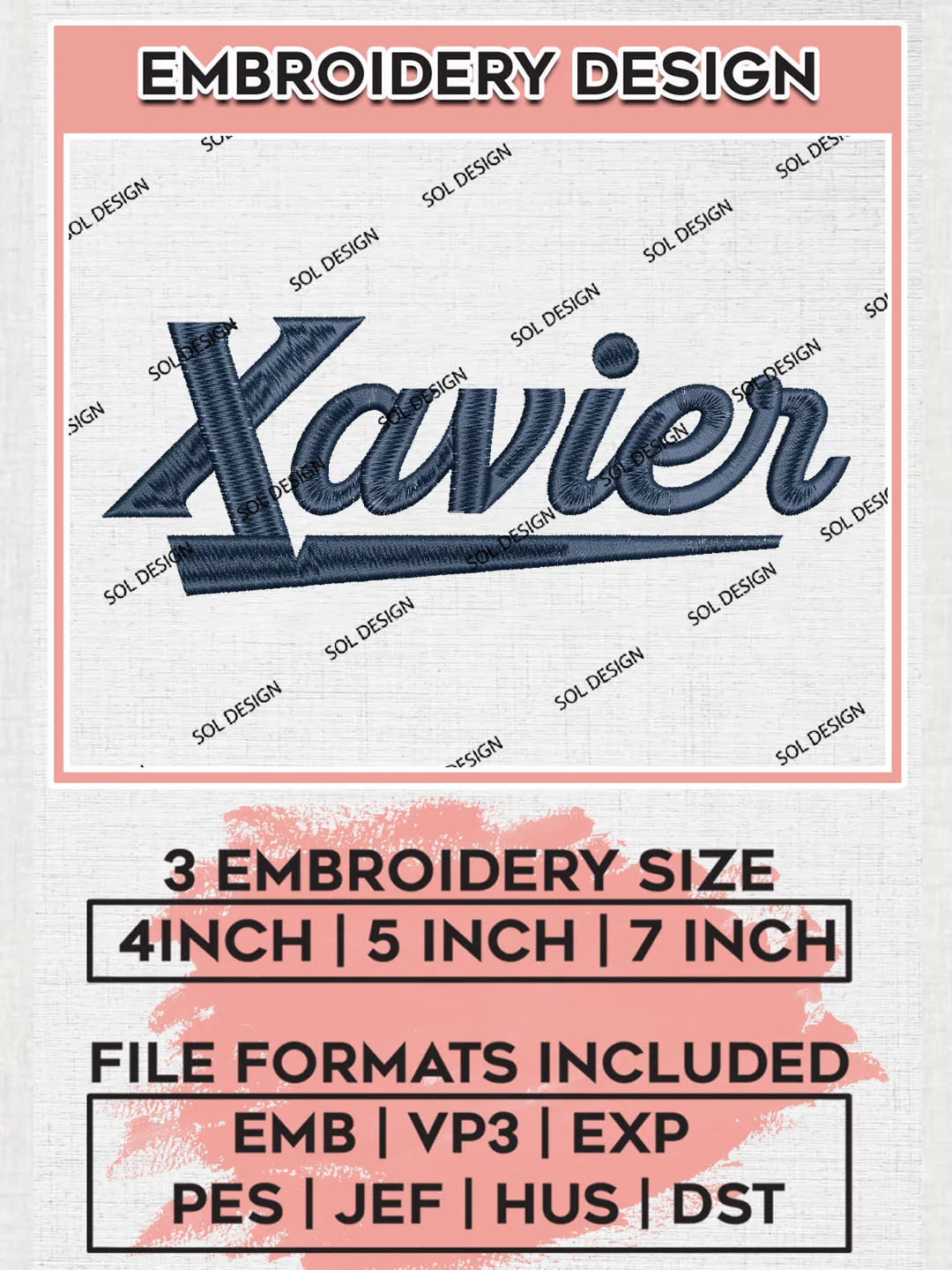 Xavier NCAA College Team Writing Logo Embroidery Design Files, NCAA ...