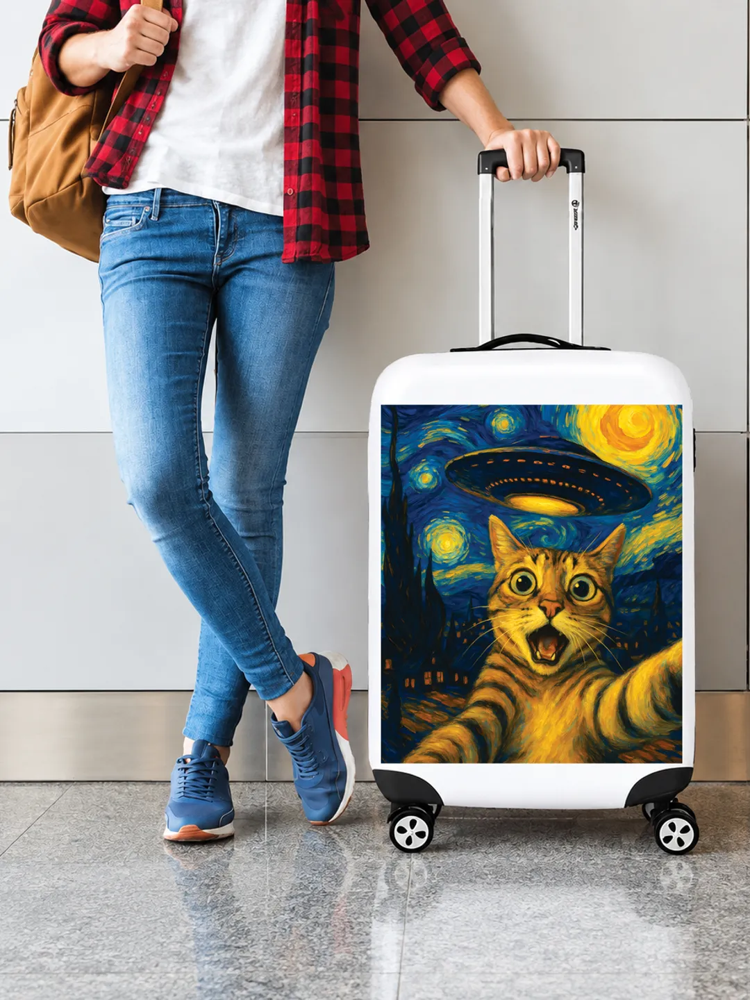 Cat Meme Y2K Luggage Cover
