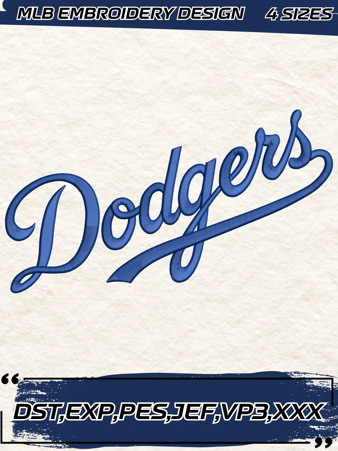 Dodgers Baseball Embroidery Design - Wordmark Logo - Machine Embroidery File