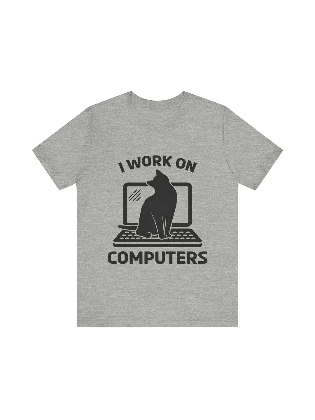 I Work On Computers Shirt - Funny Cat on Laptop Tech Tee - IT ...