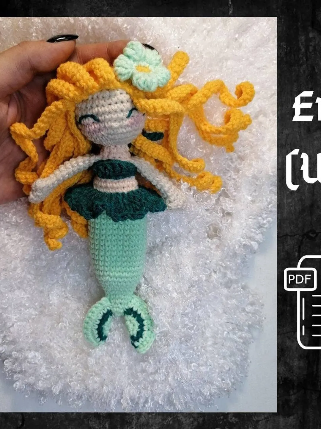 PDF Crochet Pattern Mermaid doll, Amigurmi mermaid, pattern crochet doll, pattern crocheted doll with hair, amigurumi doll, sea toy pattern