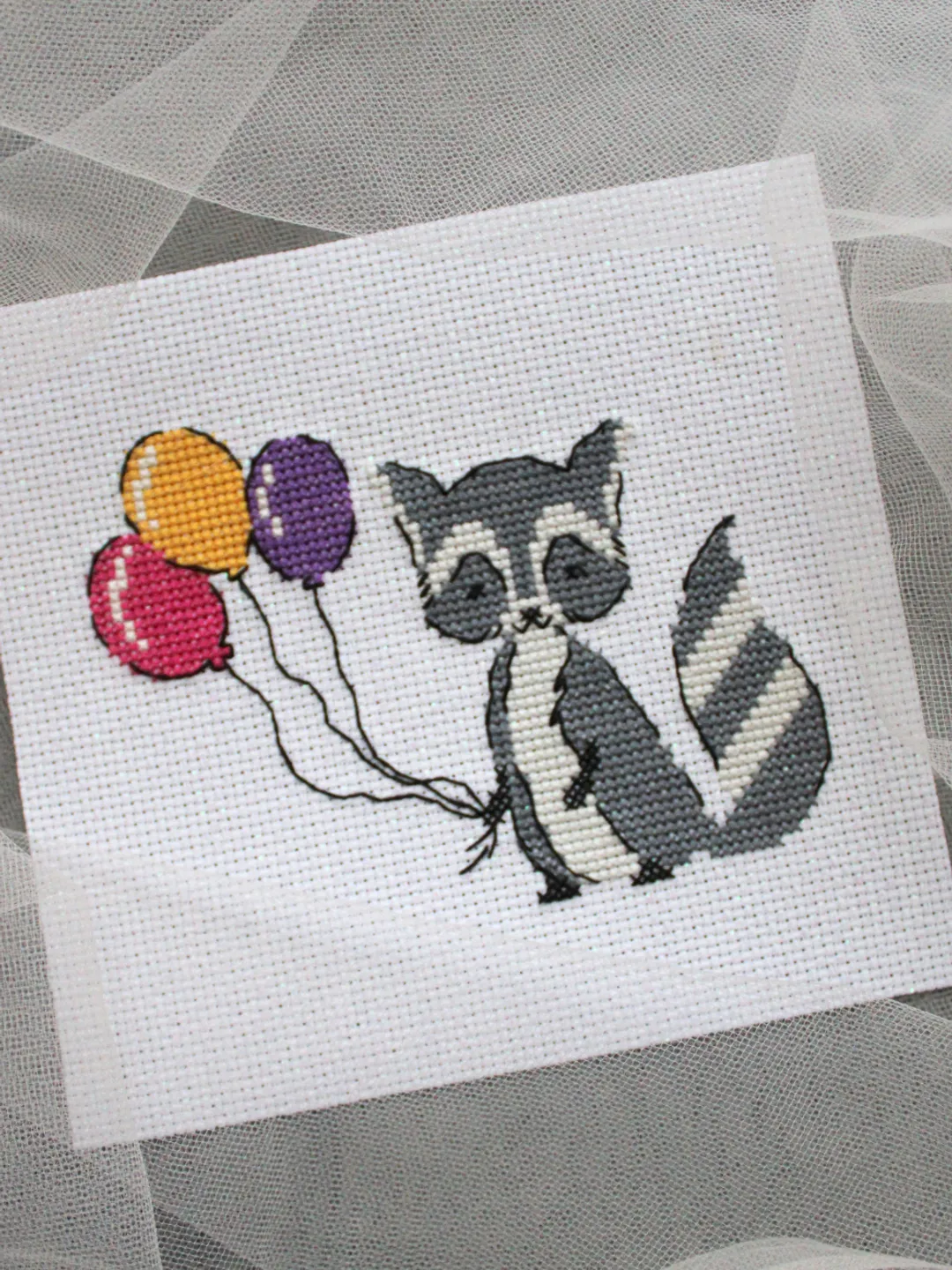 Cross stitch pattern Raccoon, simple cross stitch chart for beginners