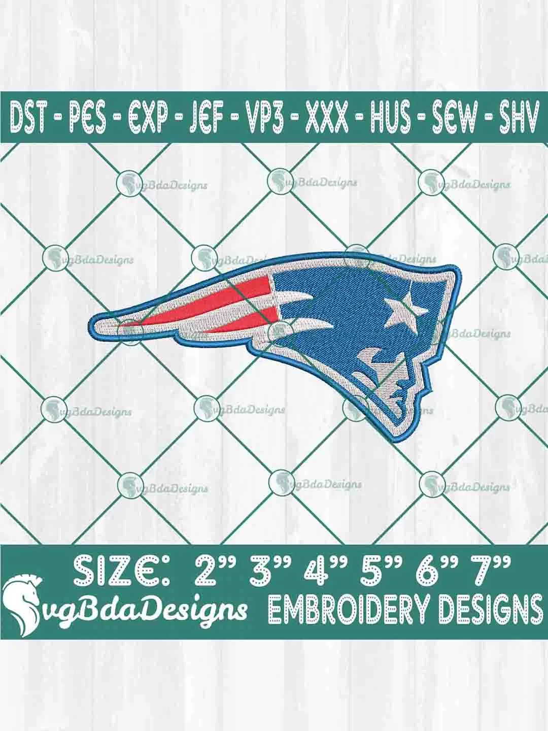 New England Patriots Machine Embroidery Design, NFL Embroidery Machine Designs