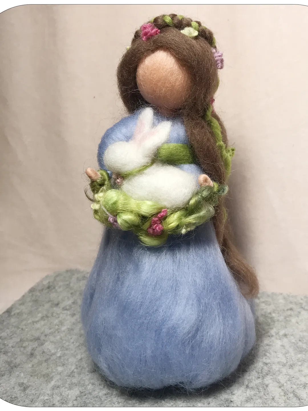 Needle Felted Spring Fairy with Bunny: Waldorf Easter Decor