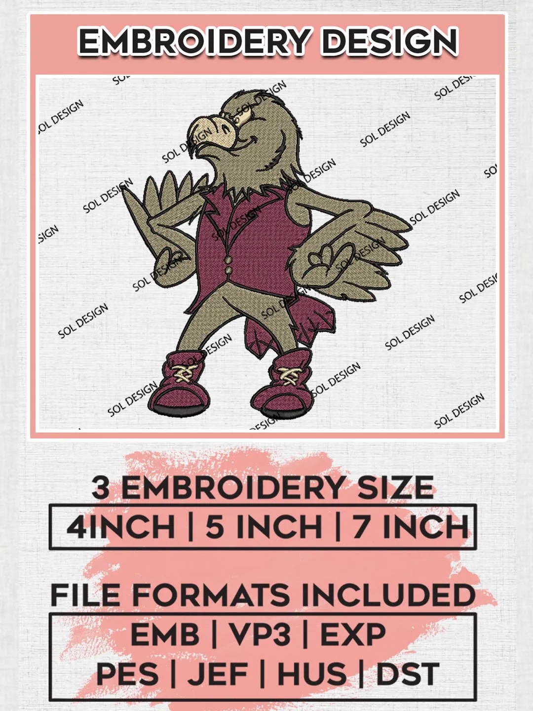 NCAA Denver Pioneers Team Mascot Logo Machine Embroidery Design, NCAA Denver Pioneers Team Design Design files, NCAA Team Embroidery Designs, NCAA Machine Embroidery Designs, Digital Download