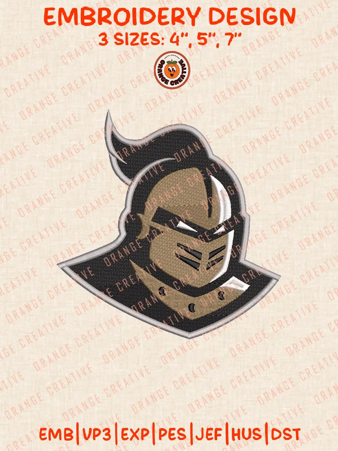 NCAA UCF Knights Logo Embroidery Design, NCAA Team Logo Embroidery Design, Machine Embroidery Design File, 4 Sizes, Custom Size, Digital Download