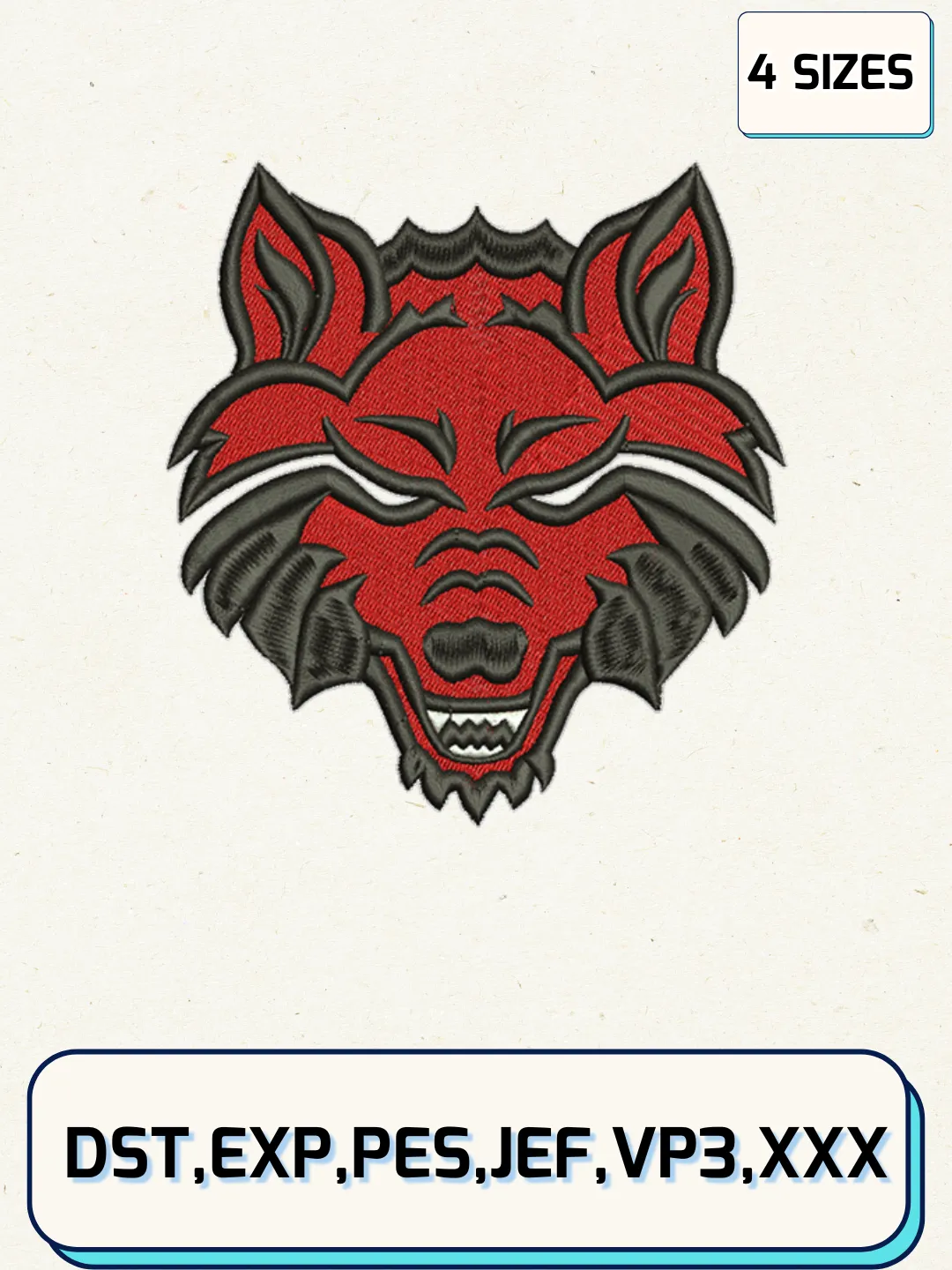 Arkansas State Red Wolves Embroidery Design Files, NCAA Logos Embroidery Designs, Machine Embroidery Files, 4 Sizes