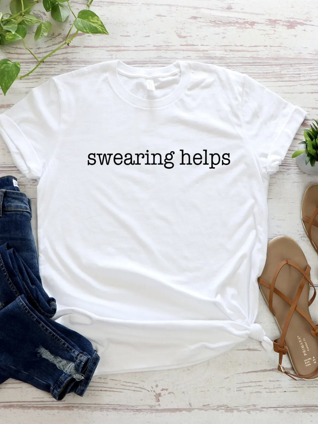 Funny Sarcastic Shirt: Swearing Helps Design - Casual Cotton Tee