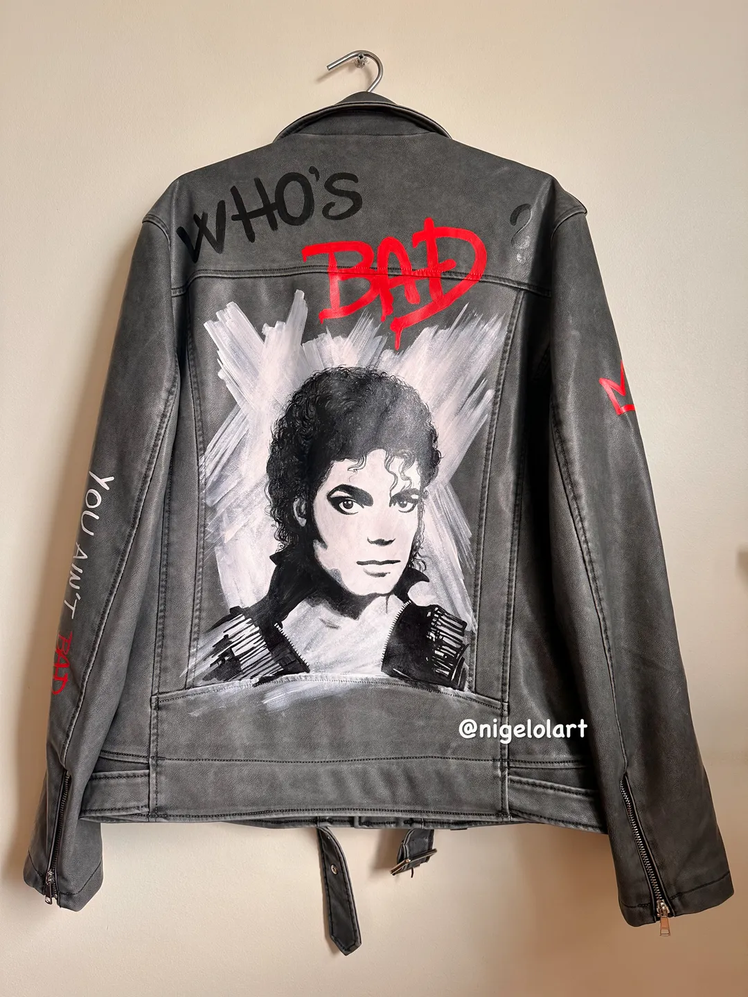 Painted leather jacket Michael Jackson Custom gifts King of pop Mj