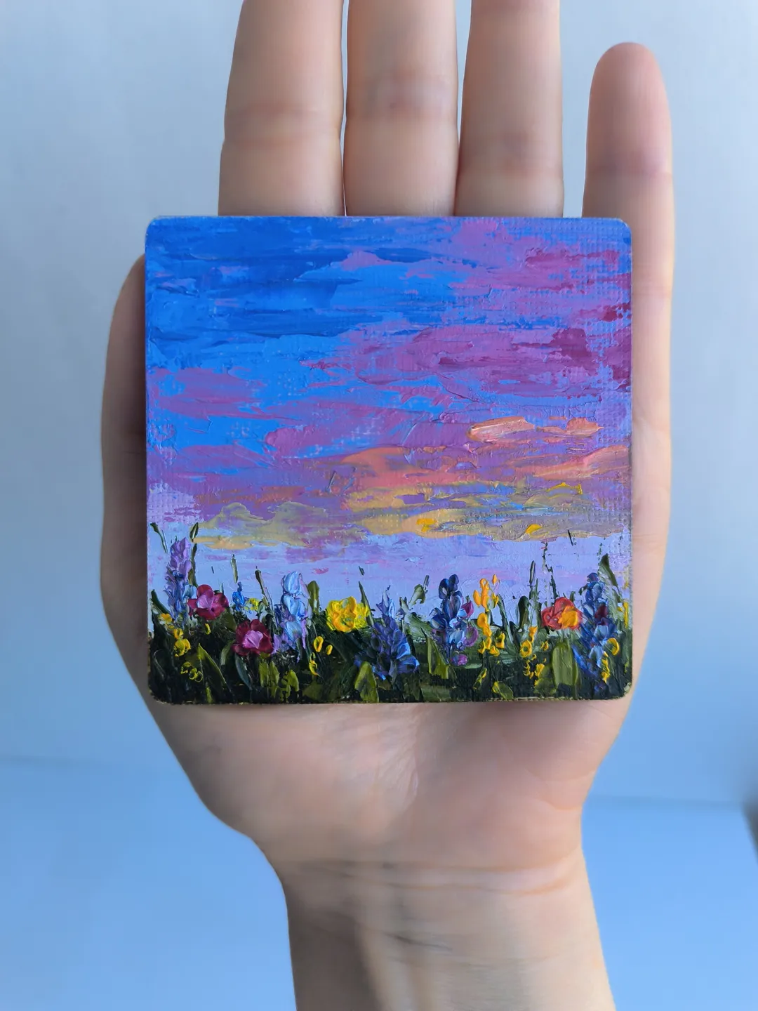 Mini Flower Paintings, Oil painting flowers, Mminiature oil, Painting on the magnet