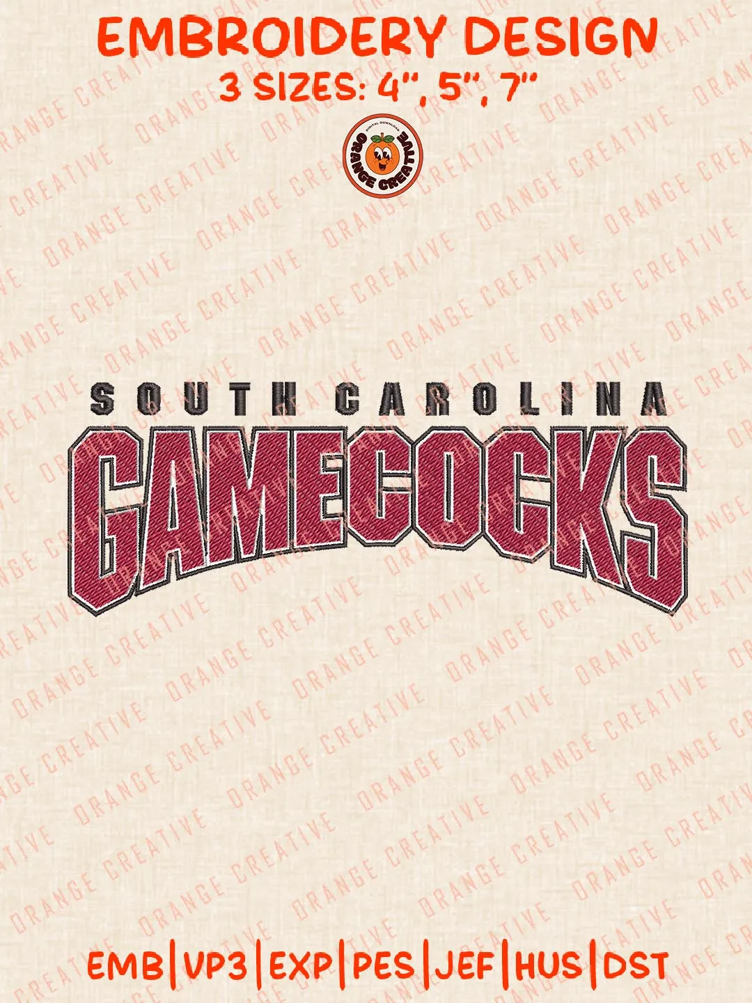 NCAA South Carolina Gamecocks Text Logo Embroidery Design, NCAA Team Embroidery Design, Machine Embroidery Design File, 4 Sizes, Custom Size, Digital Download