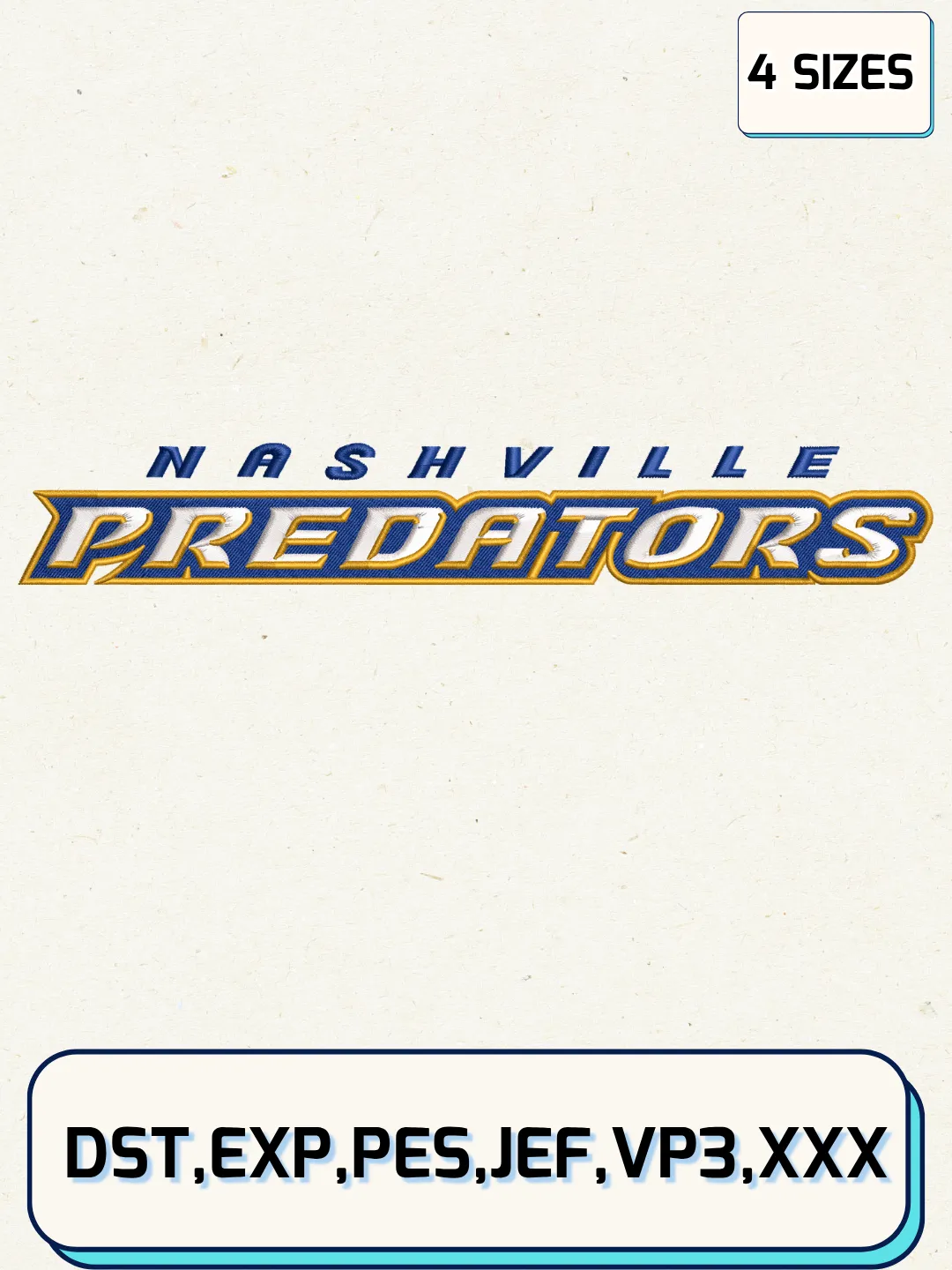 Nashville Hockey Embroidery Design Files,Machine Embroidery Files,4 Sizes
