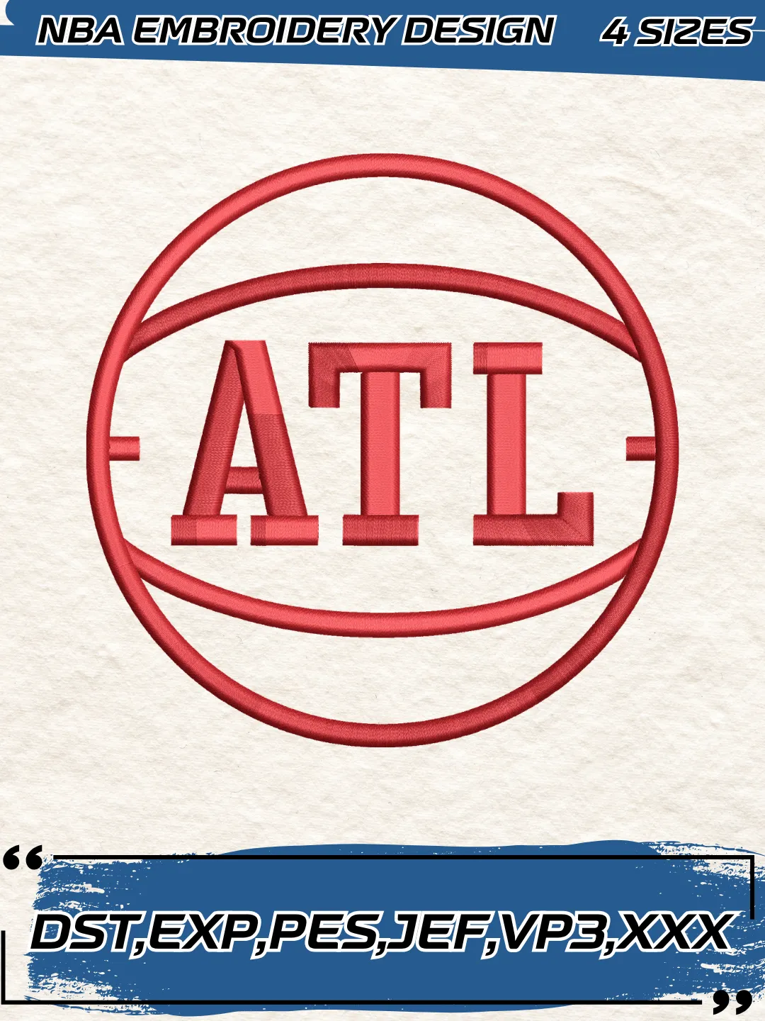 Atlanta Hawks Alternate Logo Embroidery Design,NBA Logos Embroidery Files, Machine Embroidery Design File, 4 Sizes,Digital Download