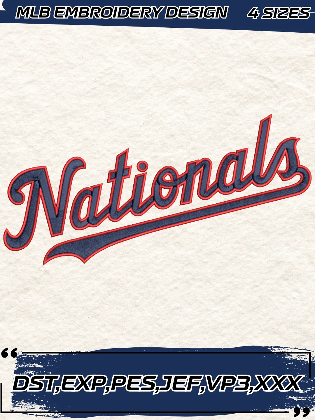 Washington Baseball Embroidery Design - Machine Embroidery File