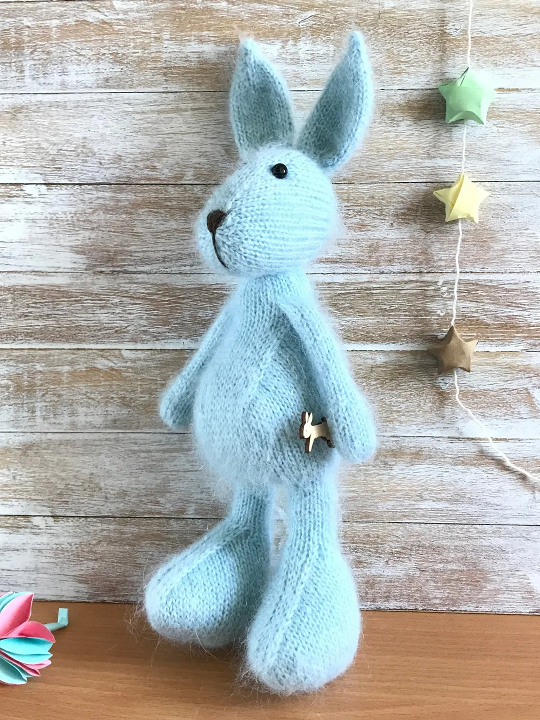 Lovey bunny toy. Handmade cute stuffed rabbit with clothes and carrot ...