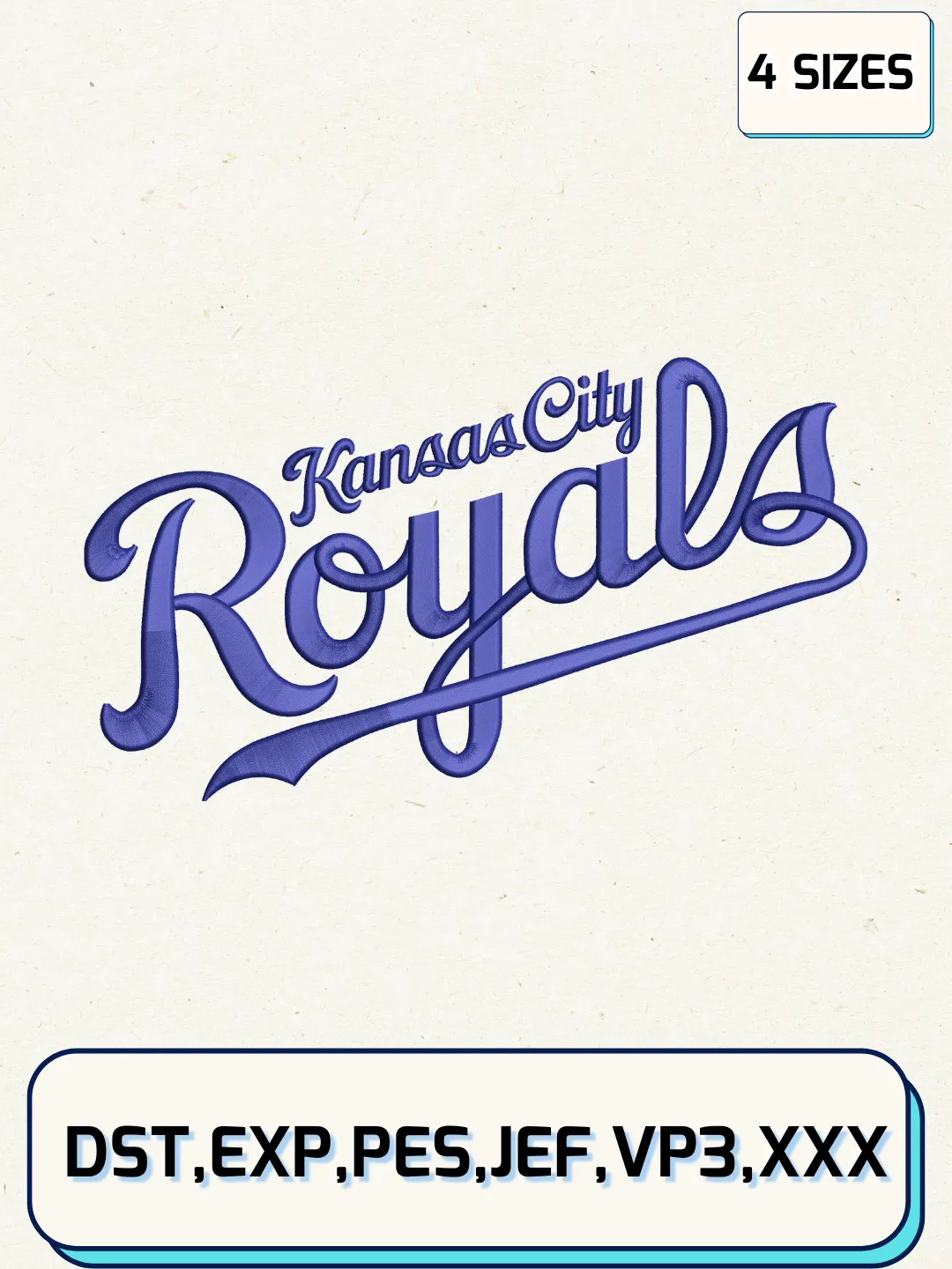 Kansas City Royals Logos Embroidery Design Files, MLB Logos Embroidery Designs, Machine Embroidery Files, 4 Sizes