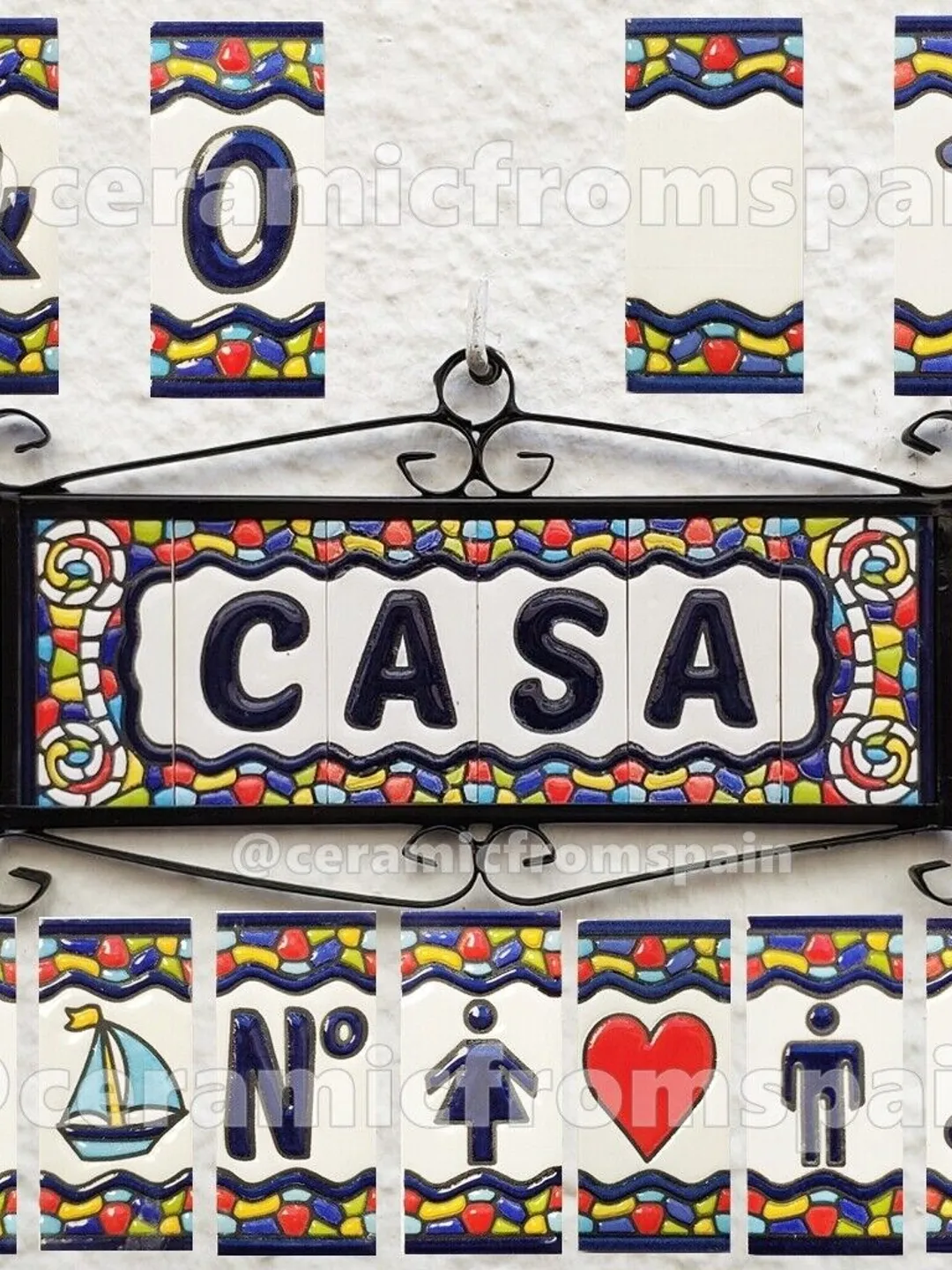 Ceramic letters and numbers 7.5cm. (3") for the wall - Hand-glazed in Spain - "GAUDI-mini" models - Ceramic letters number -