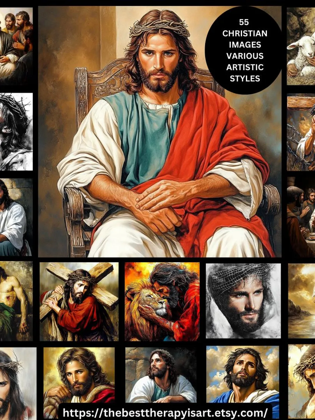 Rectangular Christian Images Christian Art Bundle, 55 Jesus Religious Digital Images, Christmas Wall ...
