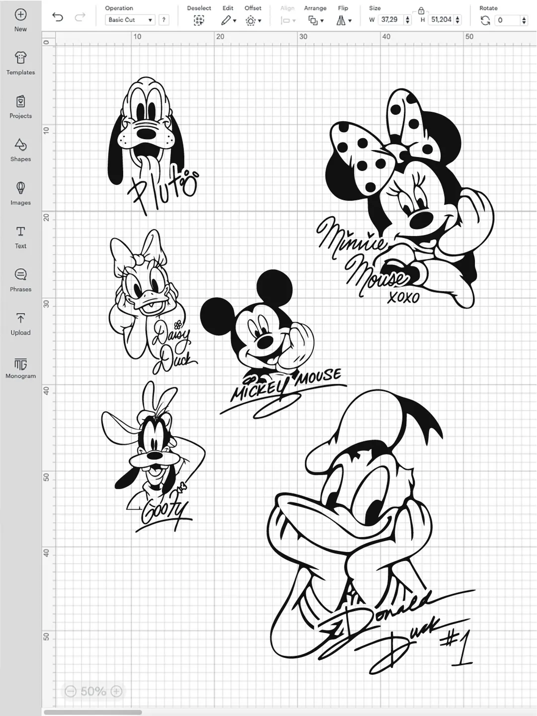 Retro Mickey and Friends SVG Bundle with Character Signatures