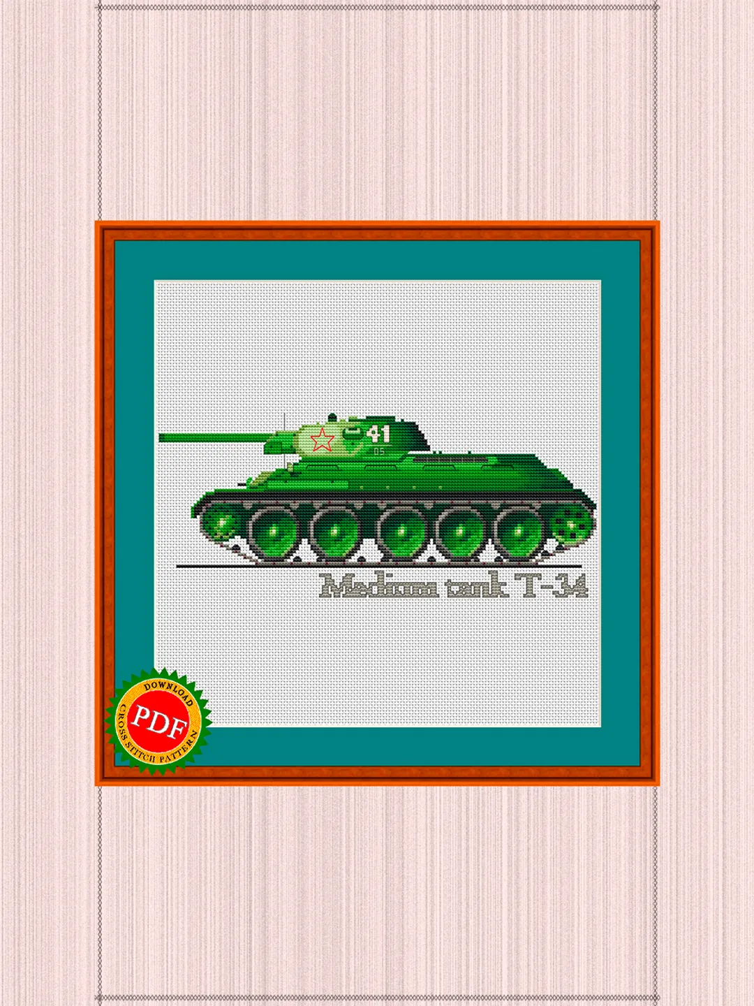 T-34 Tank Cross Stitch Pattern | Tank of World War II