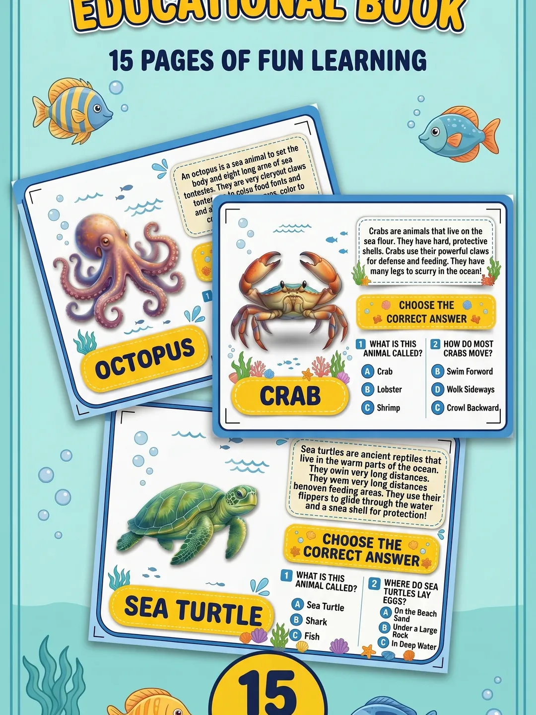 Worksheet for Ocean Creatures Educational Book – Fun Learning Activity ...