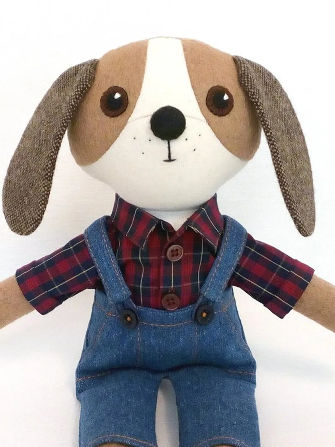 Beige dog boy, handmade wool plush doll, stuffed puppy soft toy