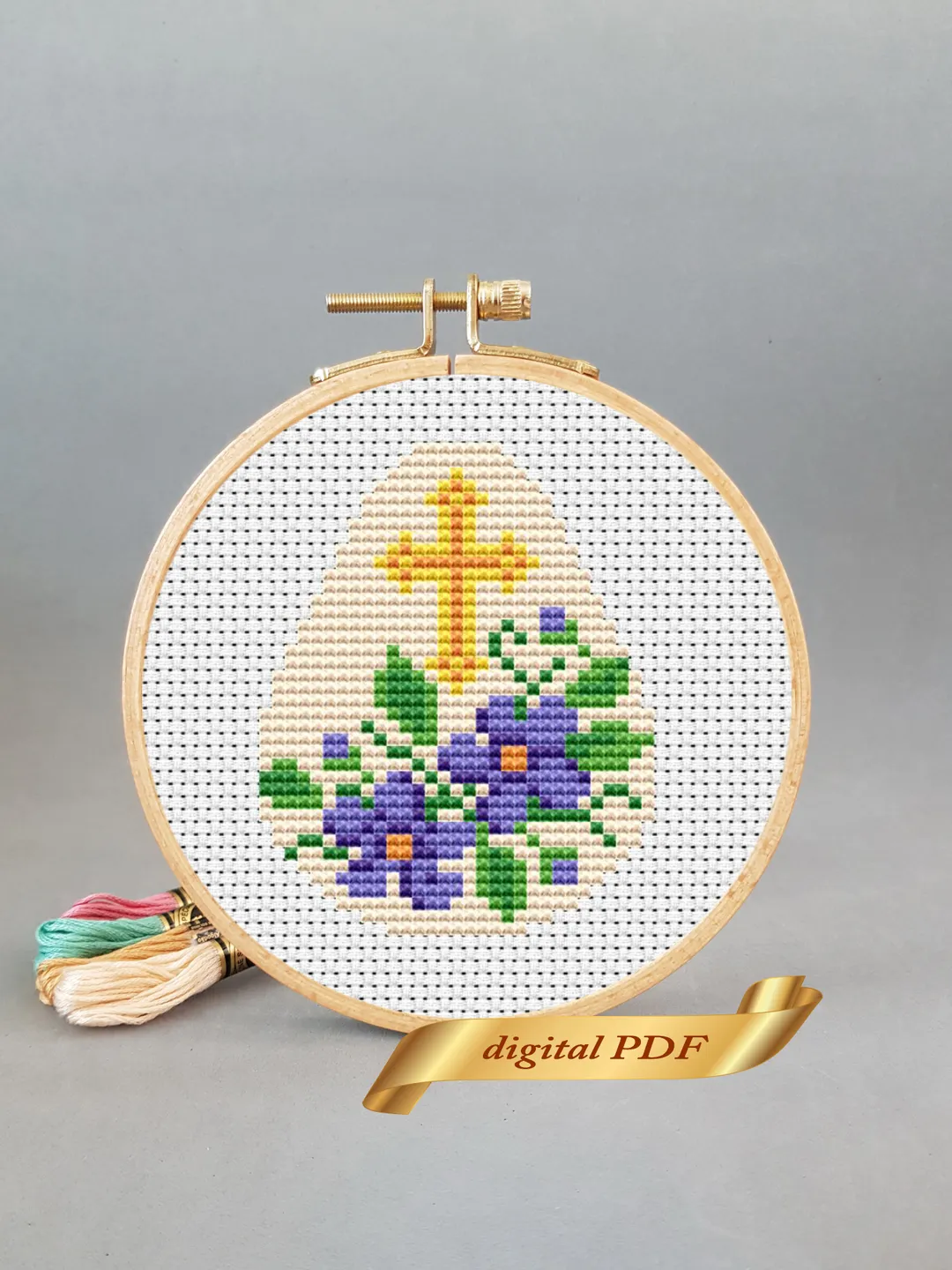 Easter pattern pdf cross stitch, Easy embroidery DIY, small pattern egg