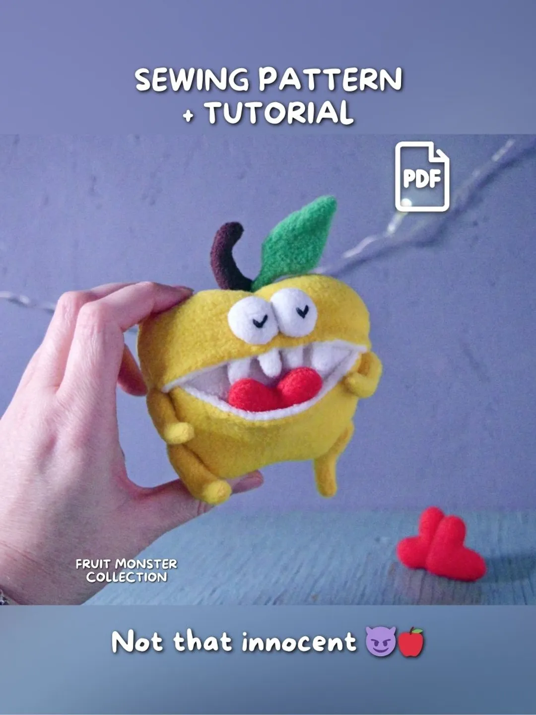Pocket Plush Pattern PDF Plush Lemon Pattern – Fleece Softie Toy Tutorial