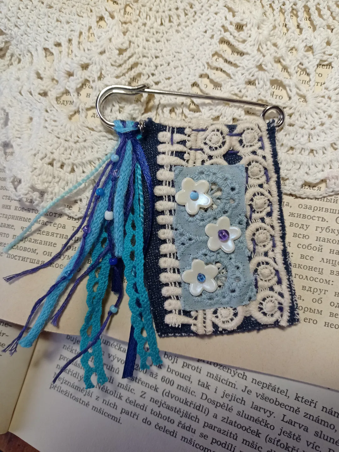 Handmade Denim Kilt Pin Brooch