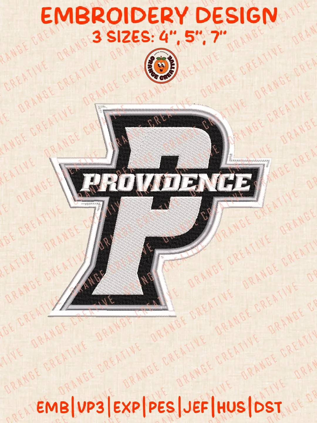 Providence Logos Embroidery Design Files, NCAA Logos Embroidery Designs, Machine Embroidery Files, 4 Sizes, Custom Sizes, Instant Download