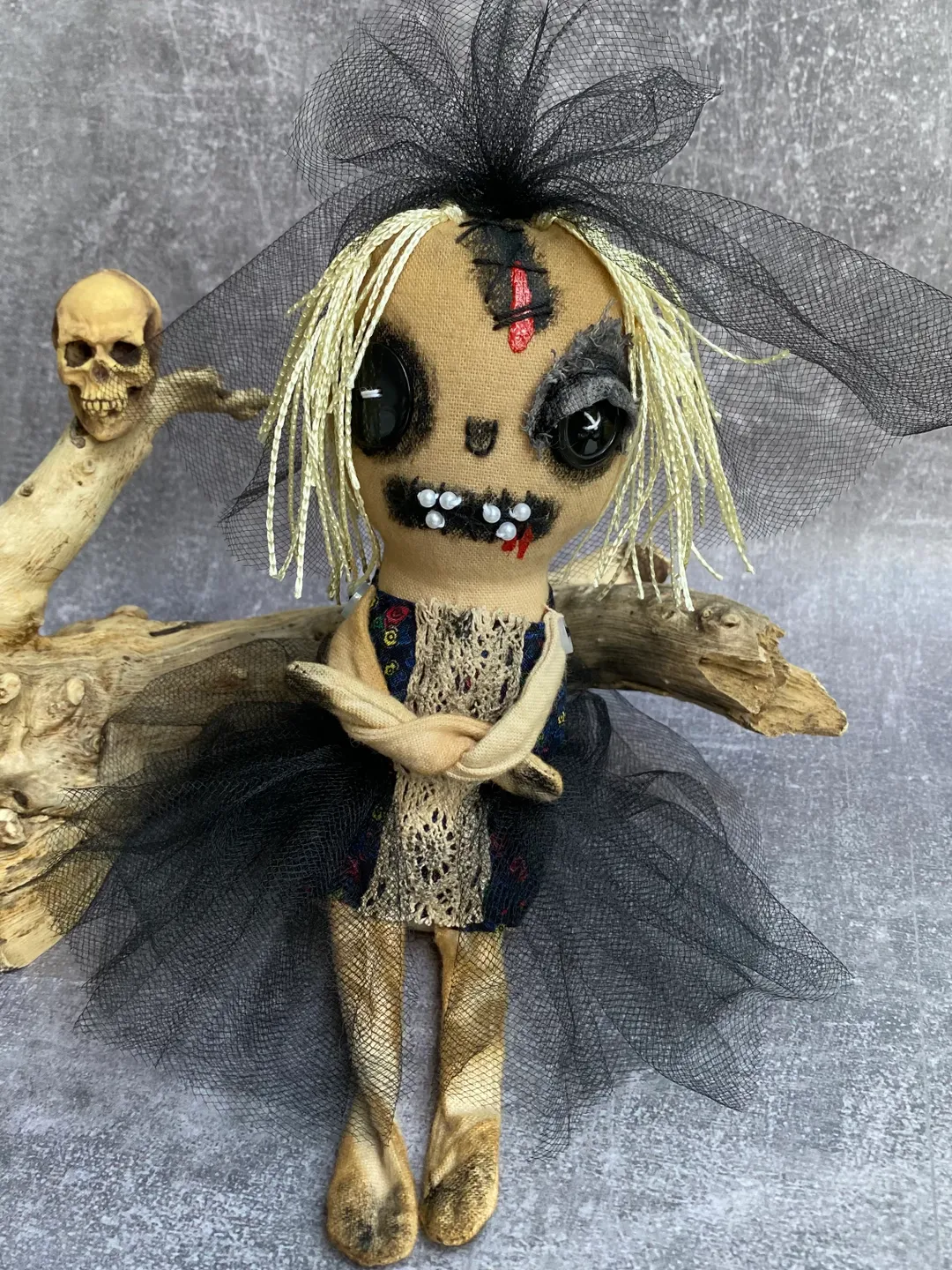 Halloween bride doll , bridesmaid gifts alternative . Goth gifts for her . Creepy doll .