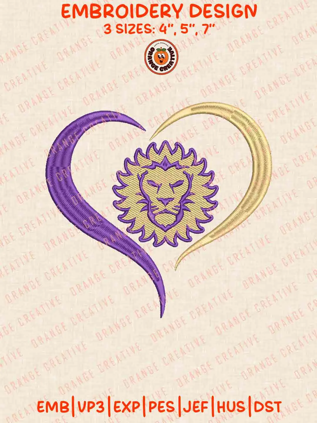 Orlando City SC Heart Logo Logo Embroidery Files, MLS Orlando City SC Logo Embroidery Designs, League Soccer Machine Embroidery Files, MLS Orlando City SC Team Machine Embroidery, 3 sizes, Digital Download