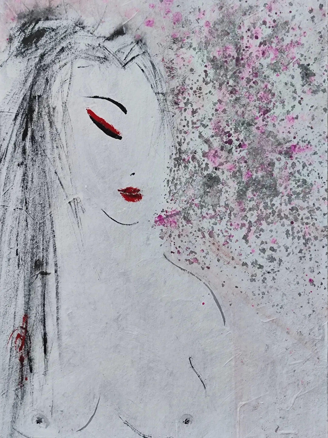 Naked woman painting Original art Wabisabi interior