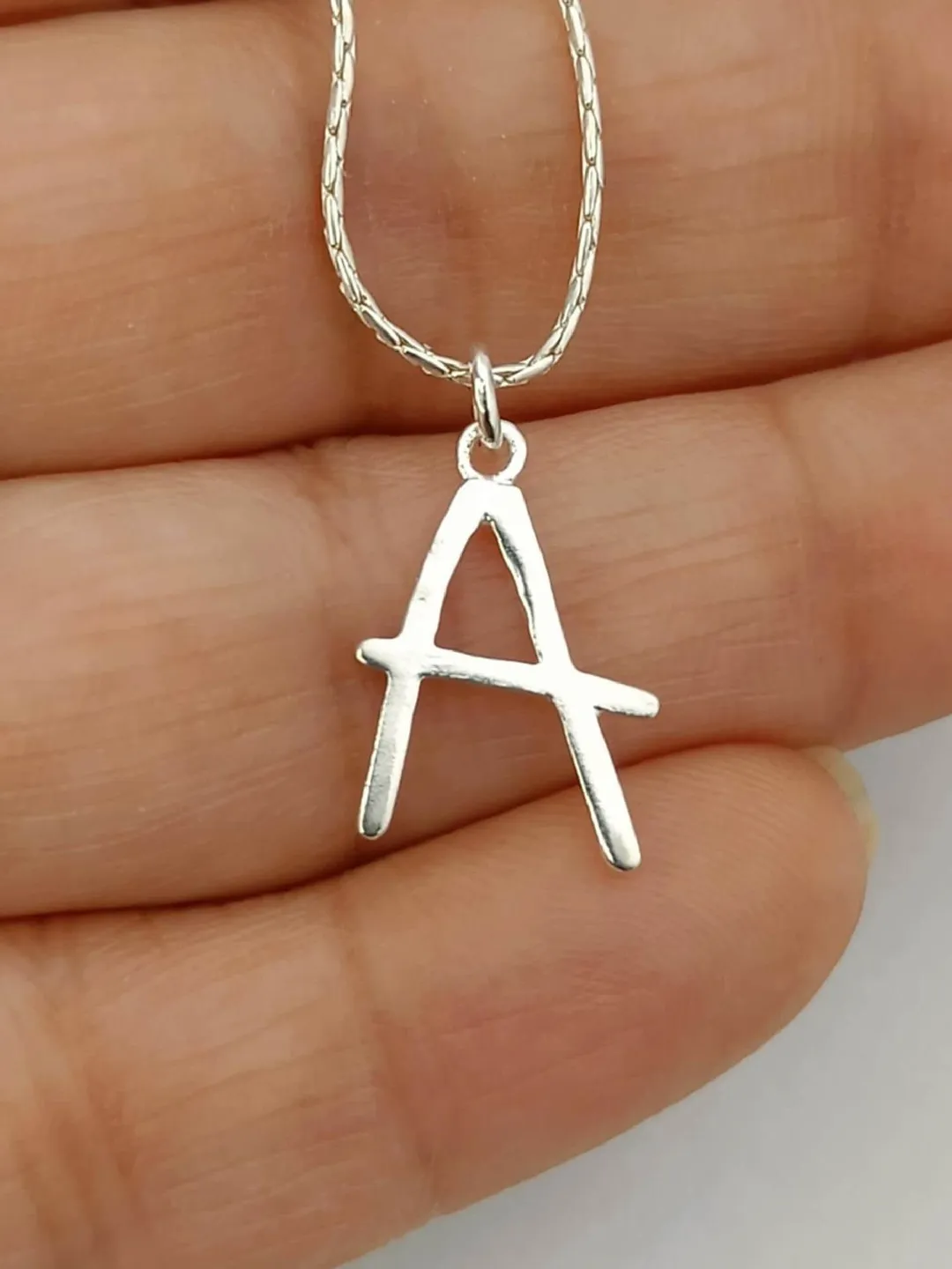 Alphabet Necklace, 925 Sterling Silver Custom Initial Letter Pendant, Minimalist Dainty Gift